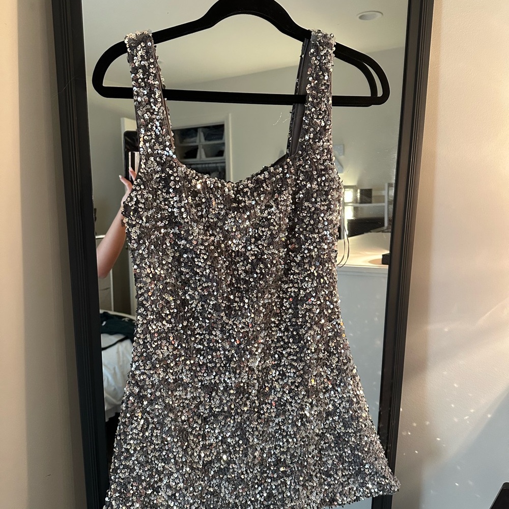 Princess Polly Silver Sequin Mini Dress
